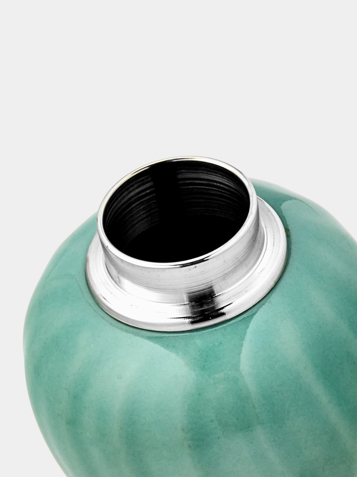 Seikado - Porcelain and Pewter Tea Caddy - Light blue - ABASK