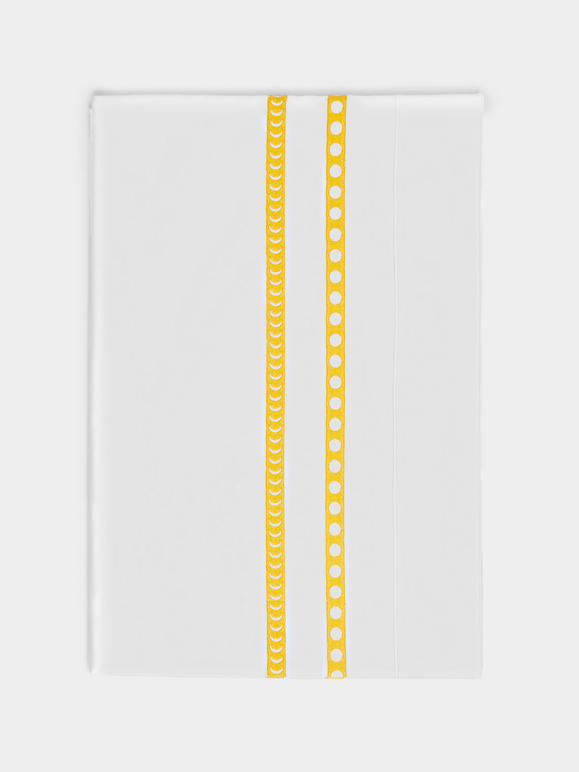 Loretta Caponi - Moon Hand-Embroidered Cotton King-Size Top Sheet - White - ABASK - 