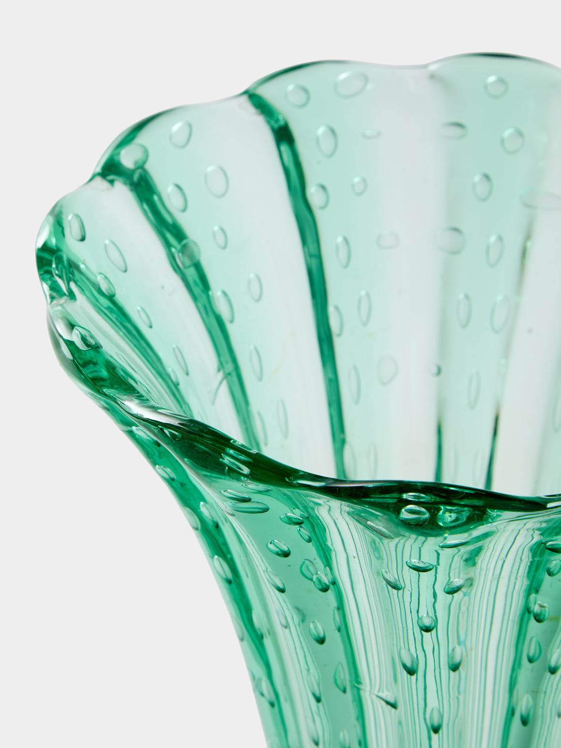 Antique and Vintage - 1940s Barovier & Toso Glass Vase (9.5in/24.5cm) - Green - ABASK