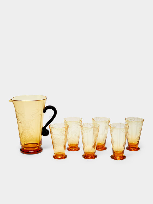Antique and Vintage - 1930s Etched Glass Jug with Glasses (Set of 7) -  - ABASK - 