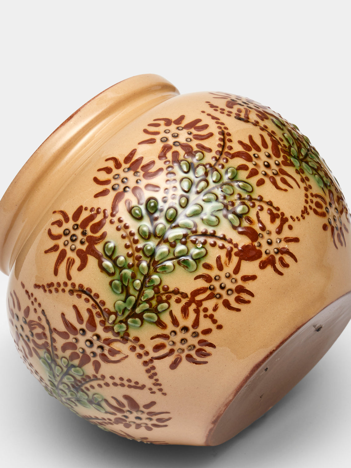 Poterie d’Évires - Flowers Hand-Painted Ceramic Vase (5in/13cm) - Cream - ABASK