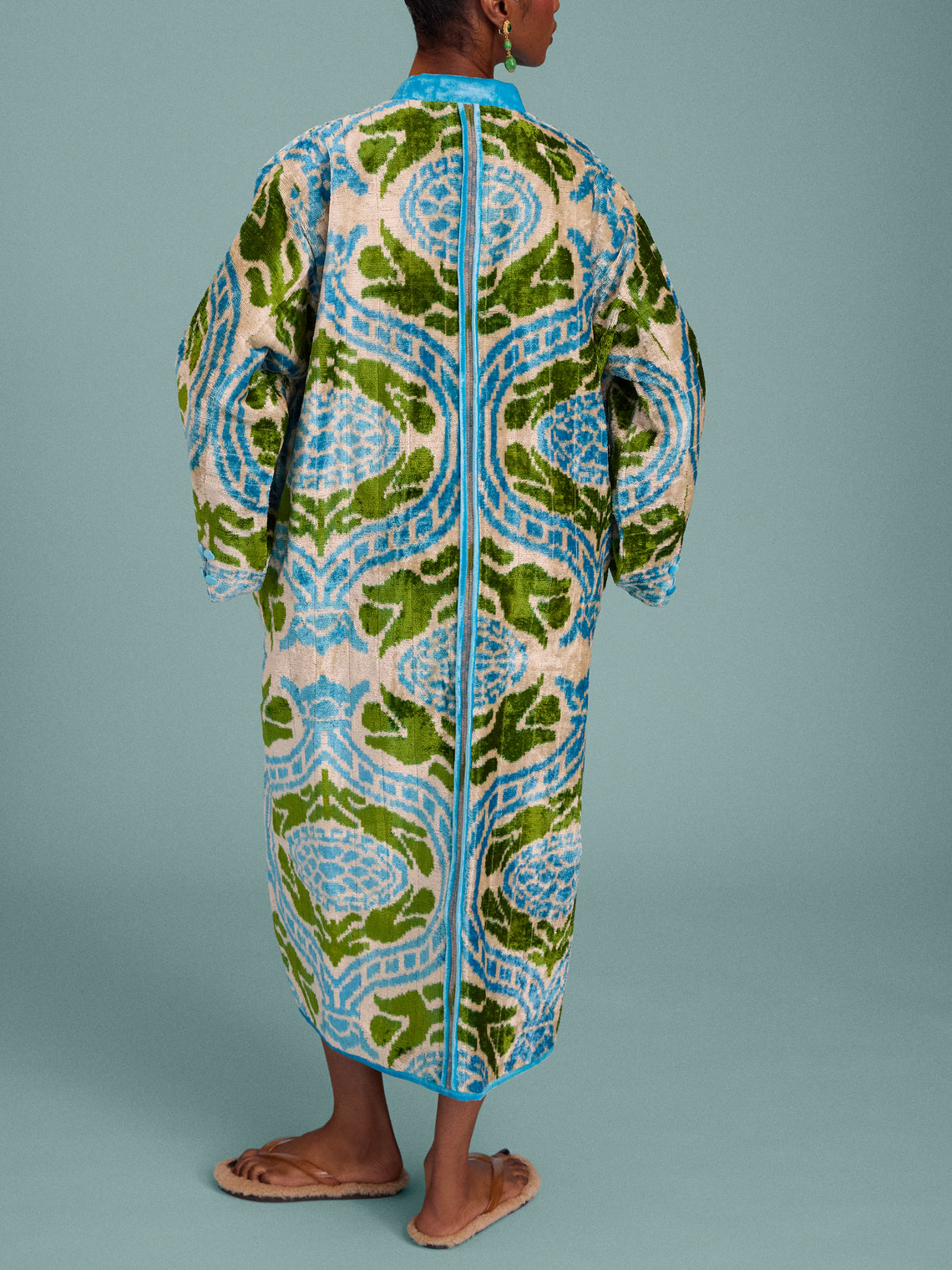 Nazzy Beglari - Hand-Loomed Ikat Velvet Reversible Robe | One Size - Multiple - ABASK