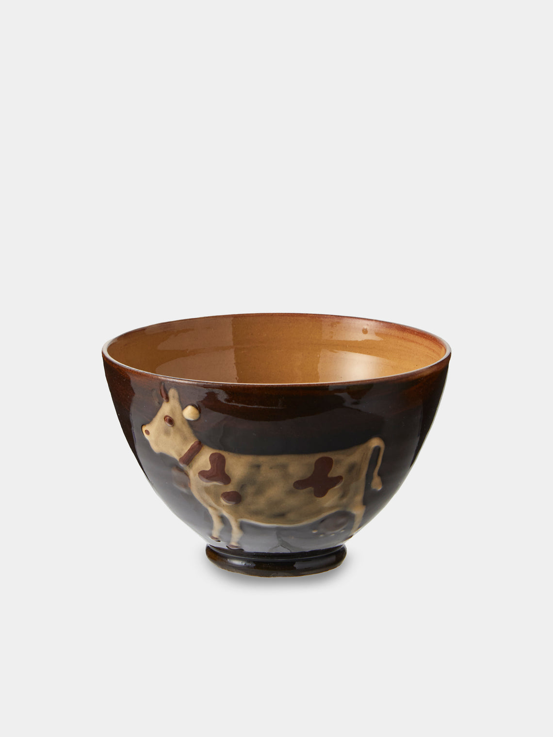 Poterie d’Évires - Cows Hand-Painted Ceramic Small Bowls (Set of 4) - Brown - ABASK