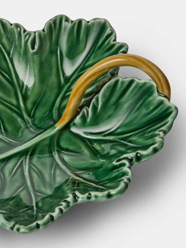 Verdolini - Leaves Hand-Painted Majolica Ceramic Serving Dishes (Set of 2) - Green - ABASK