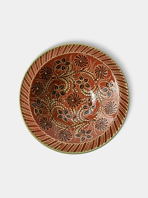 Poterie d’Évires - Flowers Hand-Painted Ceramic Serving Bowl - Light brown - ABASK