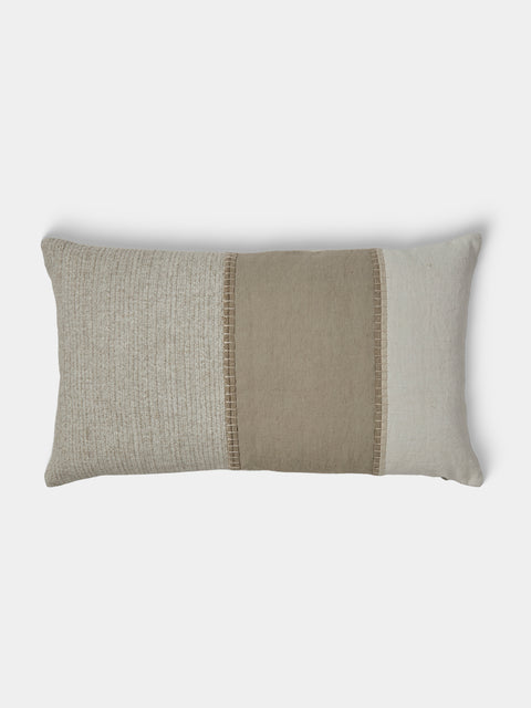 De Le Cuona - Painted Linen Cushion (23.5in/60cm) - Natural - ABASK - 