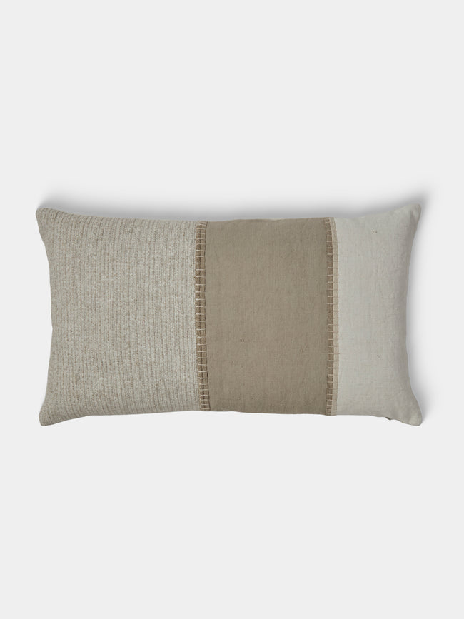De Le Cuona - Painted Linen Cushion (23.5in/60cm) - Natural - ABASK - 