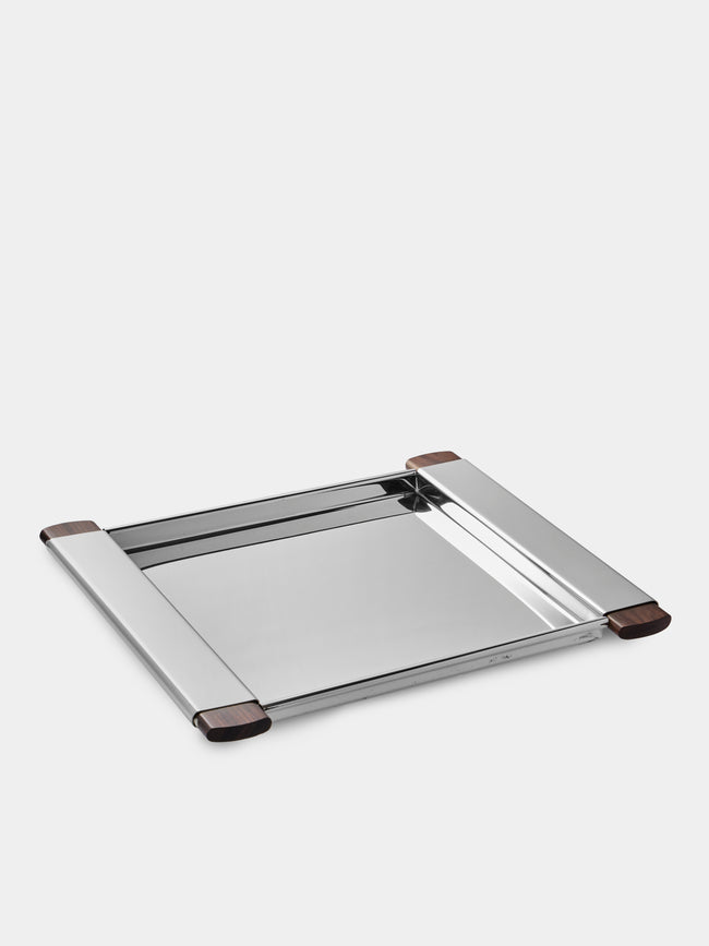 San Lorenzo - 1988 Afra and Tobia Scarpa Sterling Silver and Wood Tray (12in/31cm) - Silver - ABASK - 