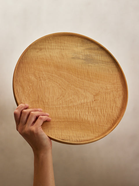 Thursday Furniture - Hand-Turned Japanese Horse Chestnut Carved Platter - Natural - ABASK