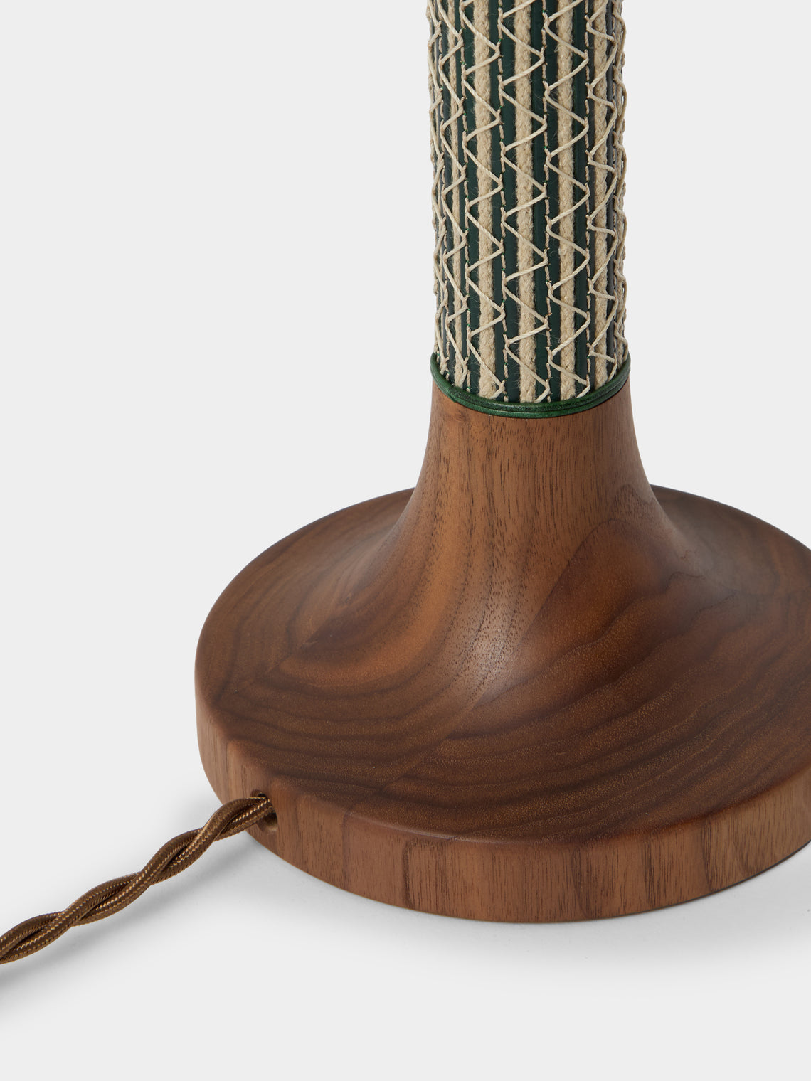 Aimee Betts - Ricasso Spindle Lace Walnut and Leather Table Lamp - Green - ABASK