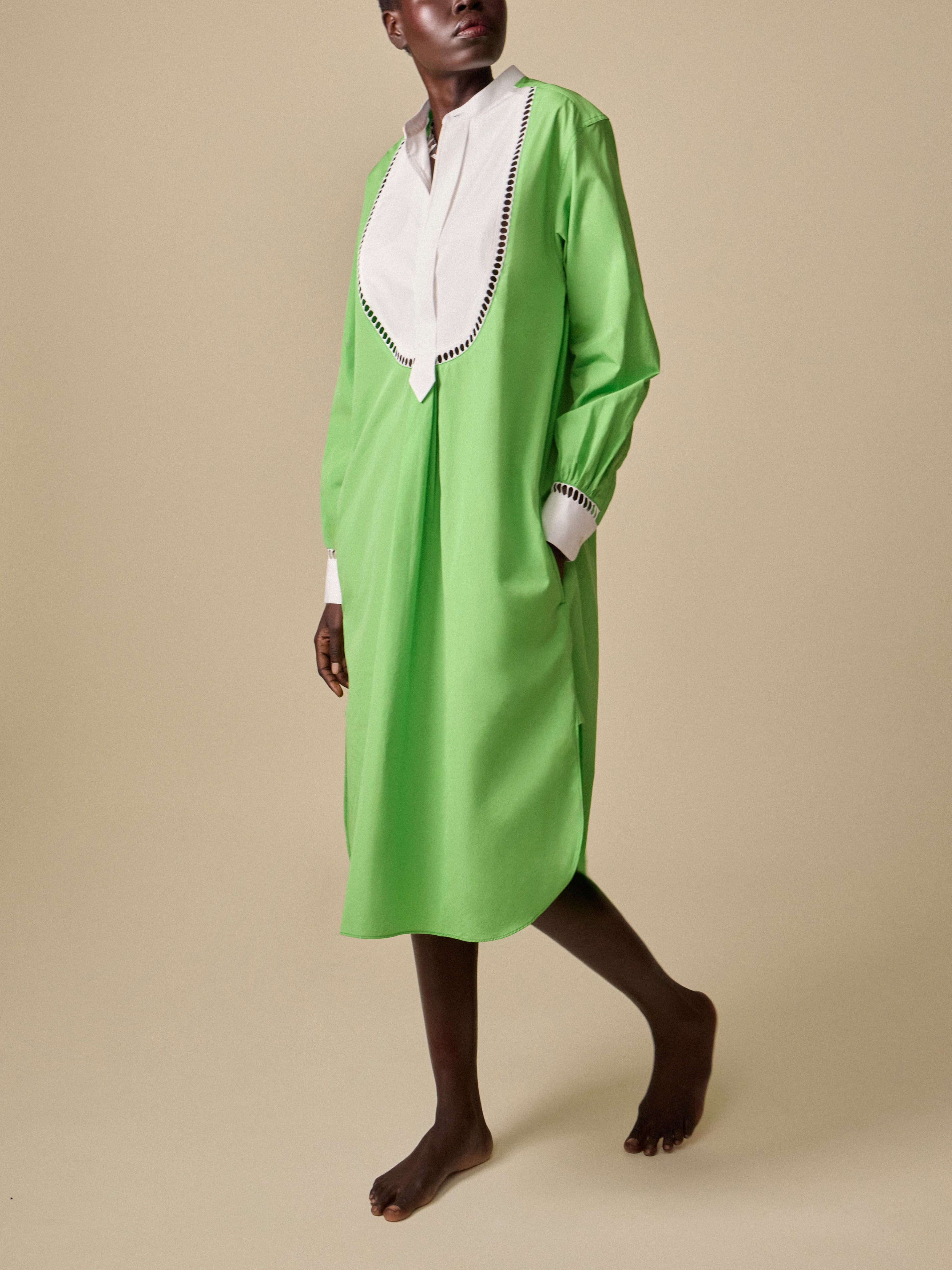 Green Women's Painter's Cotton Smock Dress by Sebline
