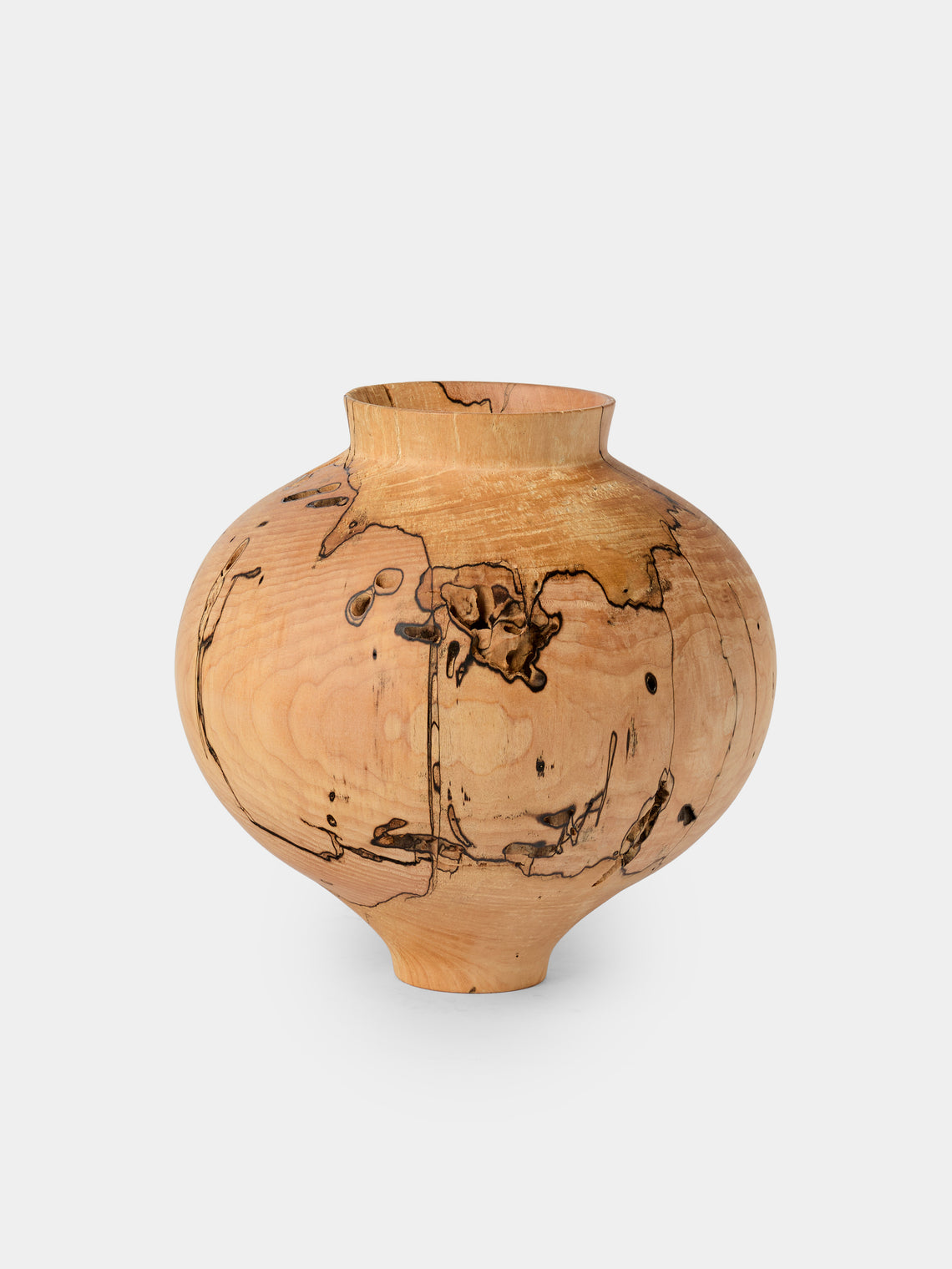 Iida Woodturning - Hand-Turned Maple Oil-Finish Vase (9in/23cm) - Brown - ABASK - 