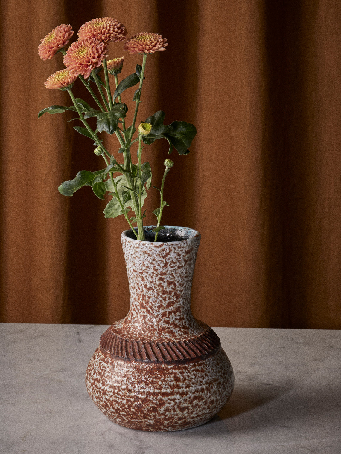 Antique and Vintage - Mid-Century Accolay Ceramic Vase (7in/18cm) - Gray - ABASK