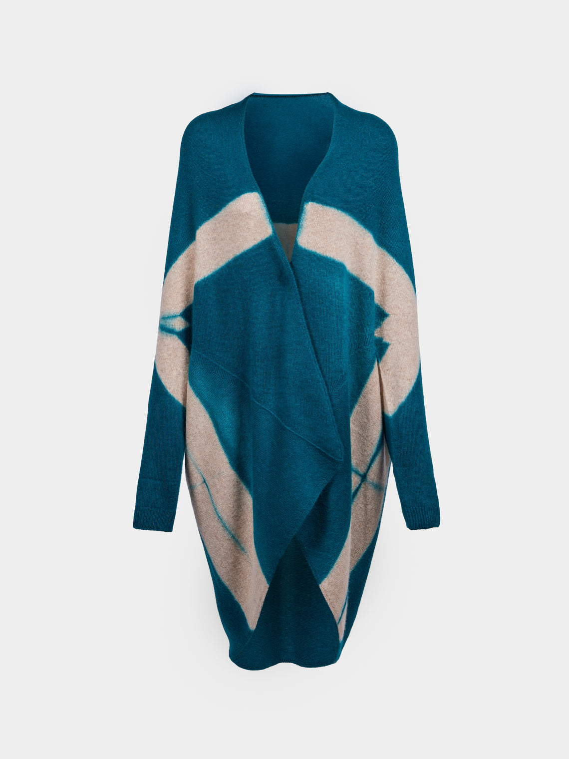 Suzusan - Shibori Cashmere Upside-Down Cape | One Size - Teal - ABASK - 