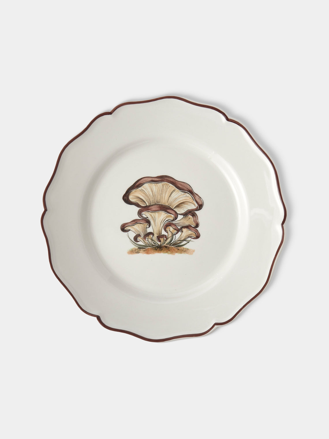 Este Ceramiche - Bristol Mushrooms Hand-Painted Ceramic Dinner Plates – 11in/27.5cm (Set of 6) - White - ABASK