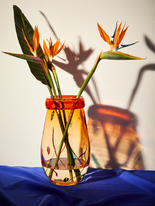 Antique and Vintage - 1980s Carlo Moretti Murano Glass Vase (14.5in/37cm) - Orange - ABASK