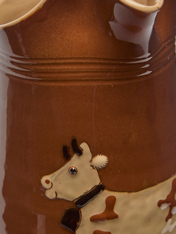 Poterie d’Évires - Cows Hand-Painted Ceramic Large Milk Jug - Light brown - ABASK