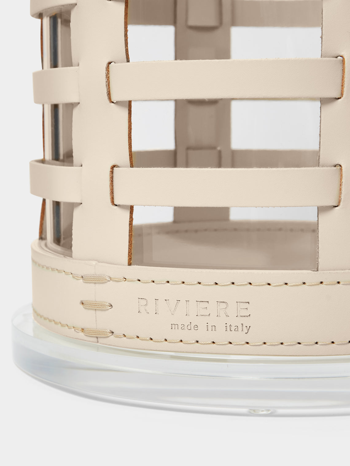 Riviere - Barcelona Water-Resistant Leather 
Hurricane Candle Holder - Ivory - ABASK