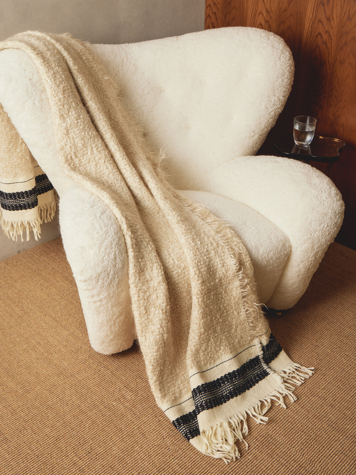 The House of Lyria - Palazzo Hand-Dyed Wool Throw (75in/1.9m) - Cream - ABASK