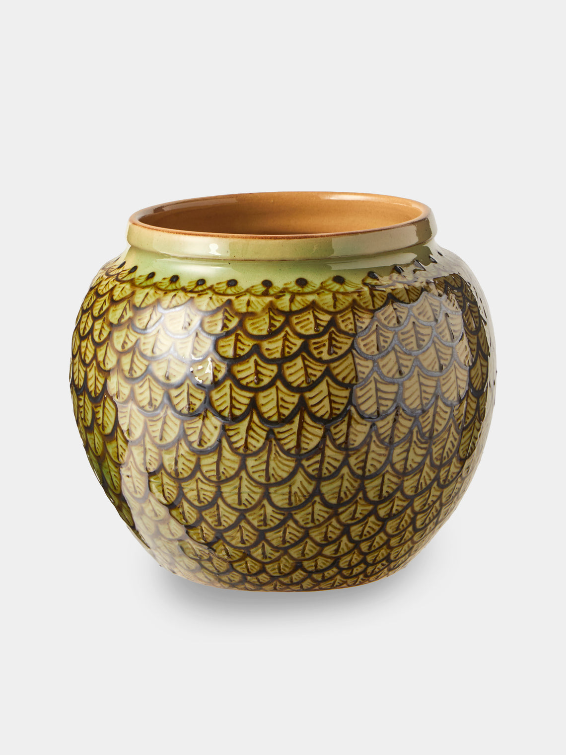 Poterie d’Évires - Geometric Hand-Painted Ceramic Vase (6.5in/17cm) - Green - ABASK - 