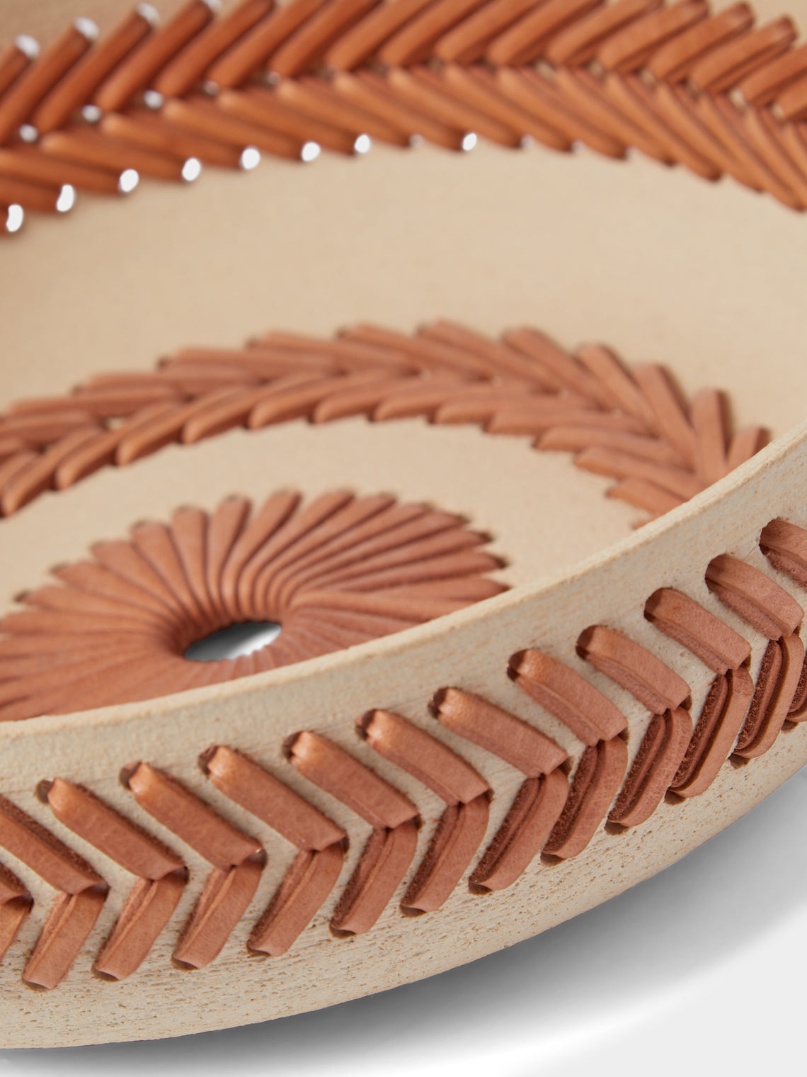 Silver Sentimenti - Gladiator Stoneware and Leather Bowl - Tan - ABASK