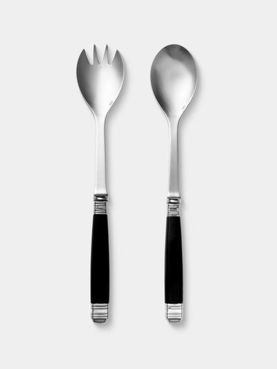 Alain Saint-Joanis - | Set of 2 | Empire Resin Salad Servers - Black - ABASK - 