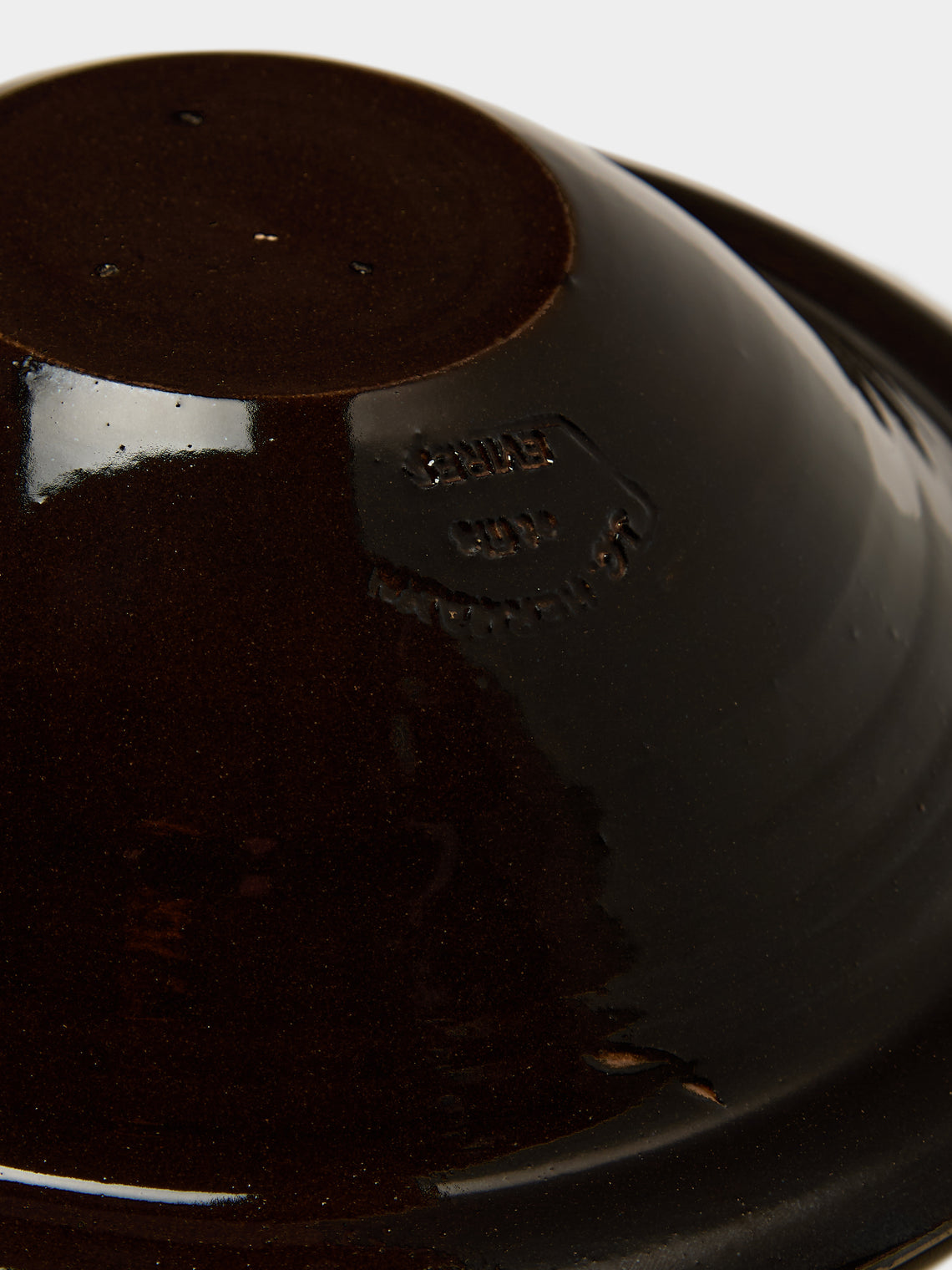 Poterie d’Évires - Flowers Hand-Painted Ceramic Serving Bowl - Dark brown - ABASK