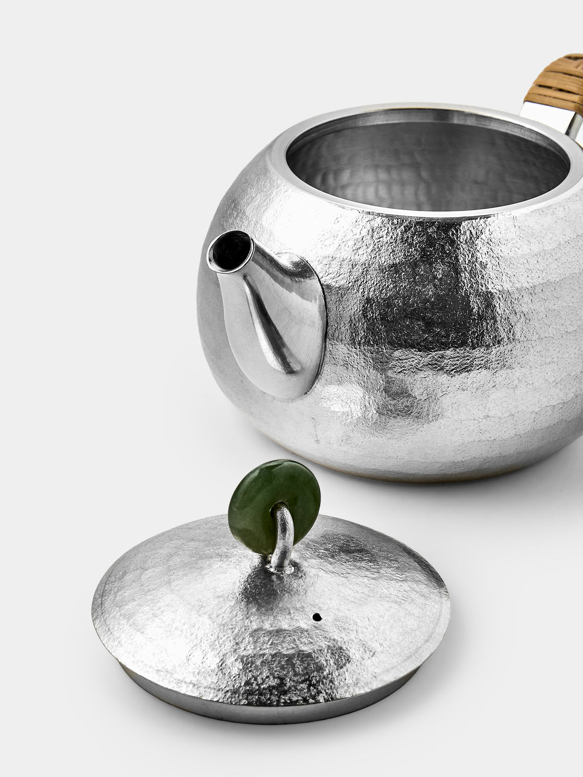 Seikado - Seishi Pewter and Jade Teapot - Silver - ABASK