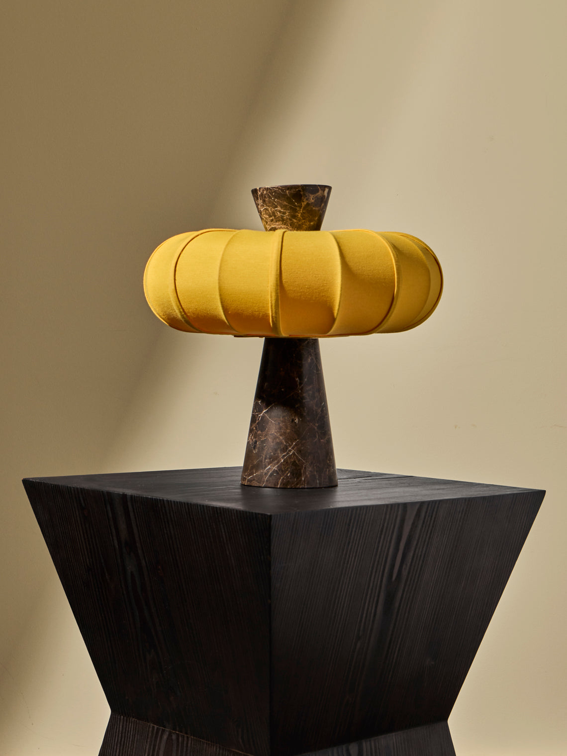 Zavadski - Andorra Art Deco Stone and Fabric Table Lamp - Brown - ABASK