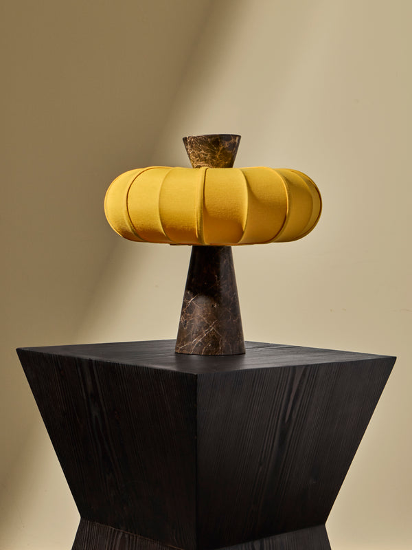 Zavadski - Andorra Art Deco Stone and Fabric Table Lamp - Brown - ABASK