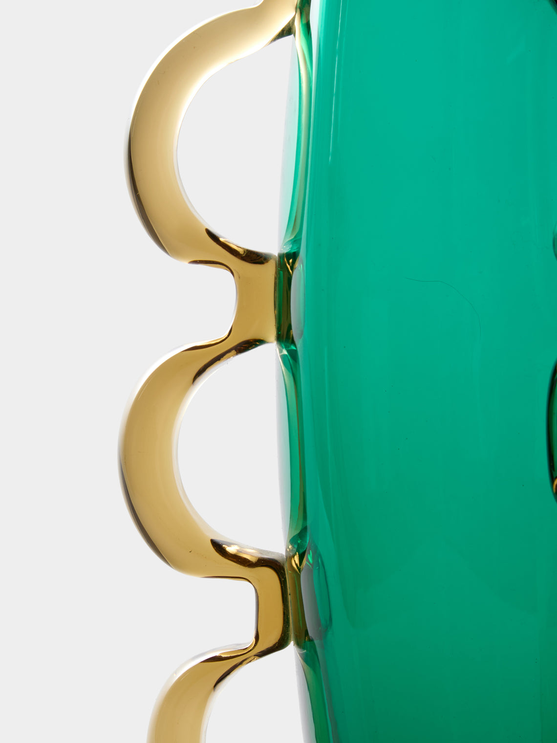 Antique and Vintage - 1990s Alessandro Mendini for Venini Glass Vase (14in/36cm) - Green - ABASK