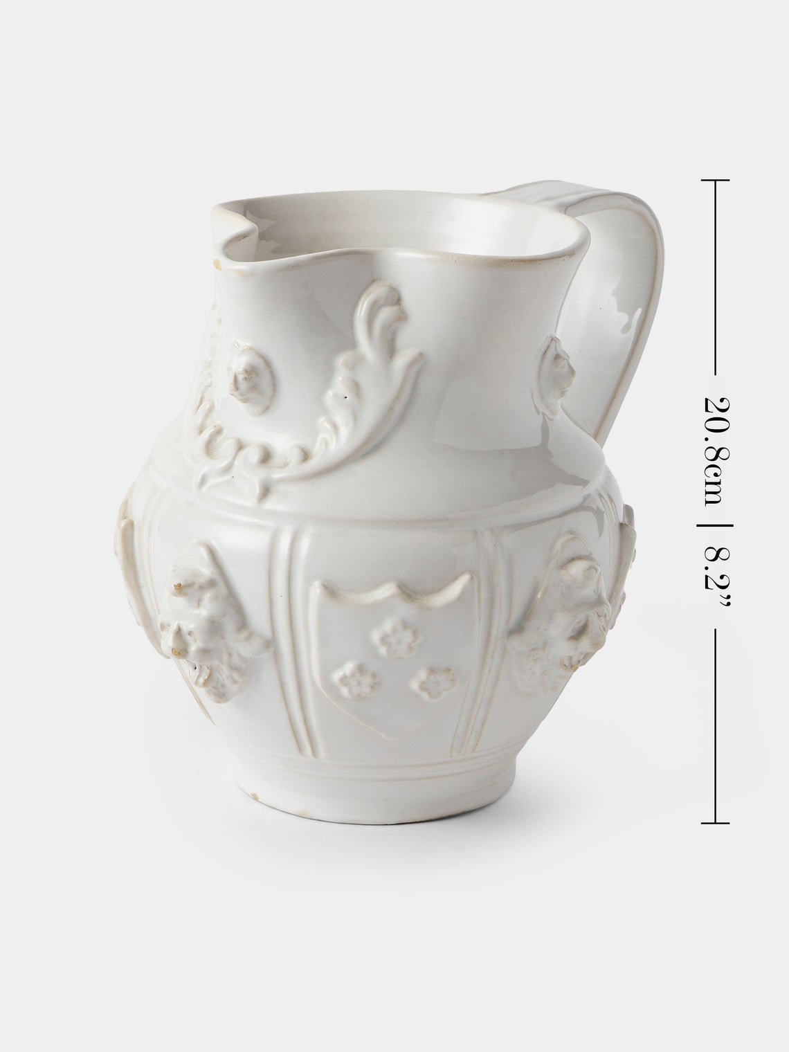 Antique and Vintage - 1940s Émile Tessier Ceramic Faces Vase (10in/25.5cm) - White - ABASK