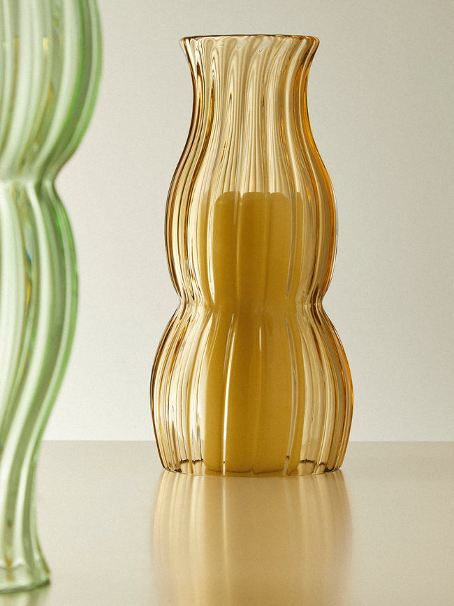 Yali Glass - Wave Hand-Blown Murano Glass Lantern - Brown - ABASK