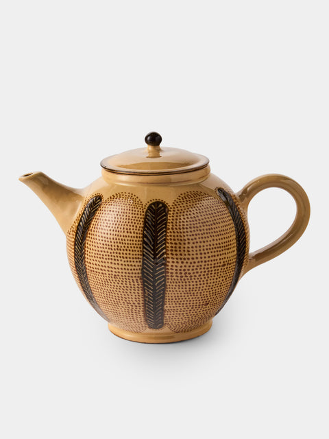 Poterie d’Évires - Stripes and Dots Hand-Painted Ceramic Large Teapot - Cream - ABASK - 