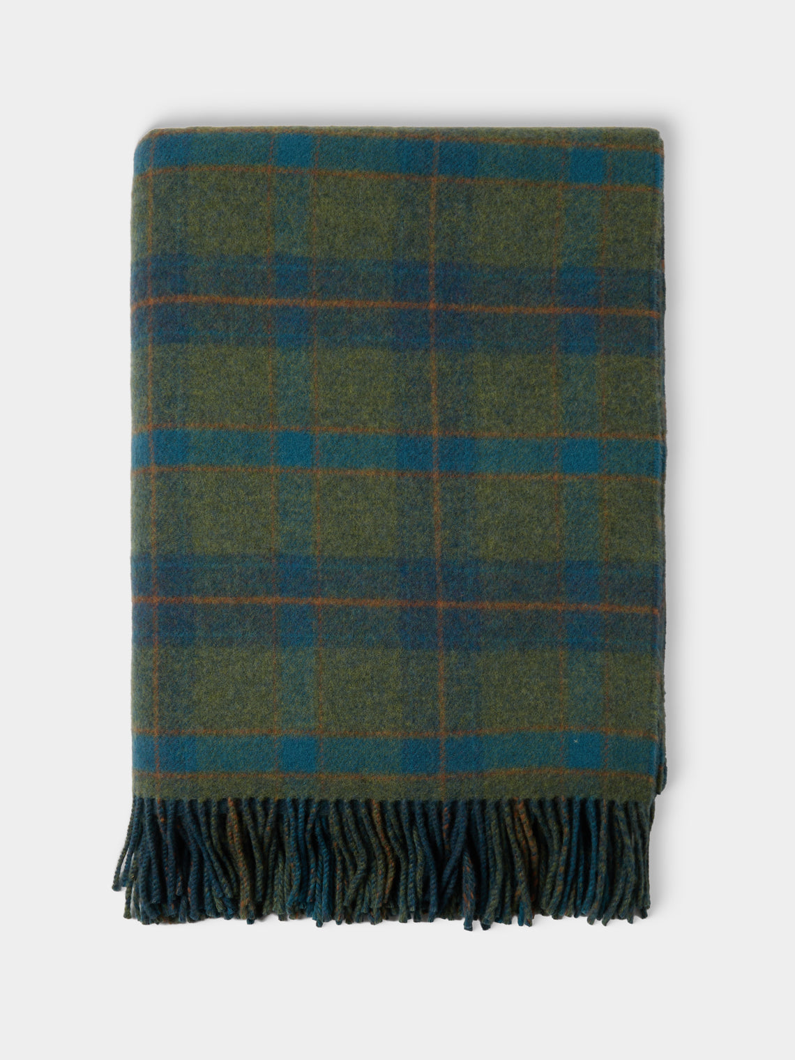 Johnstons of Elgin - Double-Faced Wool Check Throw (75in/1.9m) - Green - ABASK