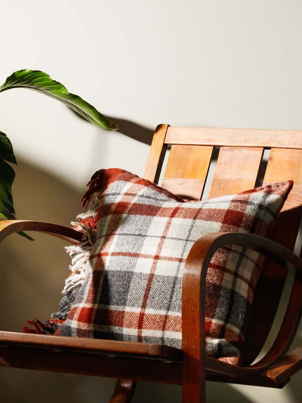 Hollie Ward - Haleen Handwoven Shetland Wool Check Cushion -  - ABASK