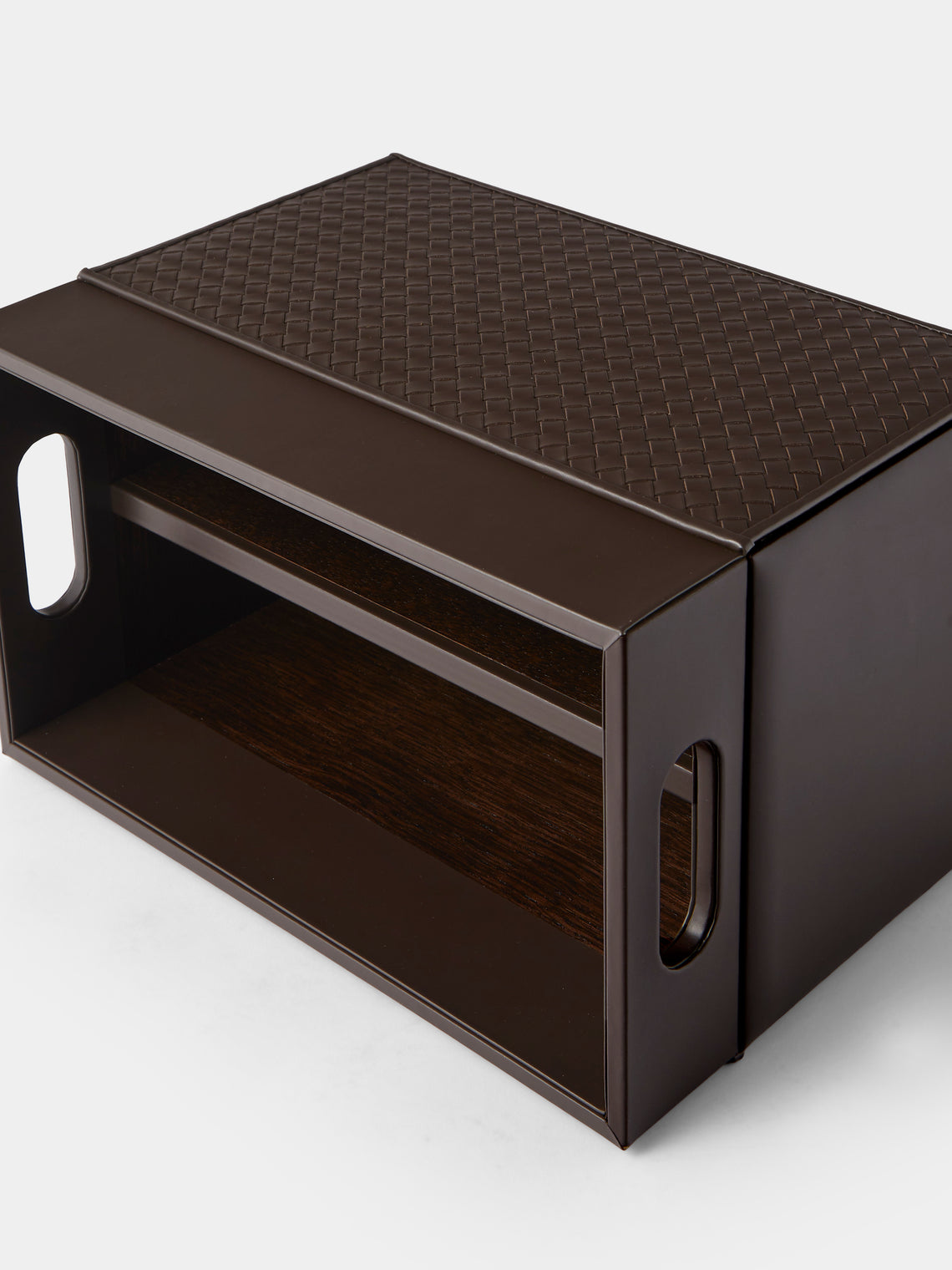 Riviere - Emy Woven Leather Magazine Holder - Brown - ABASK