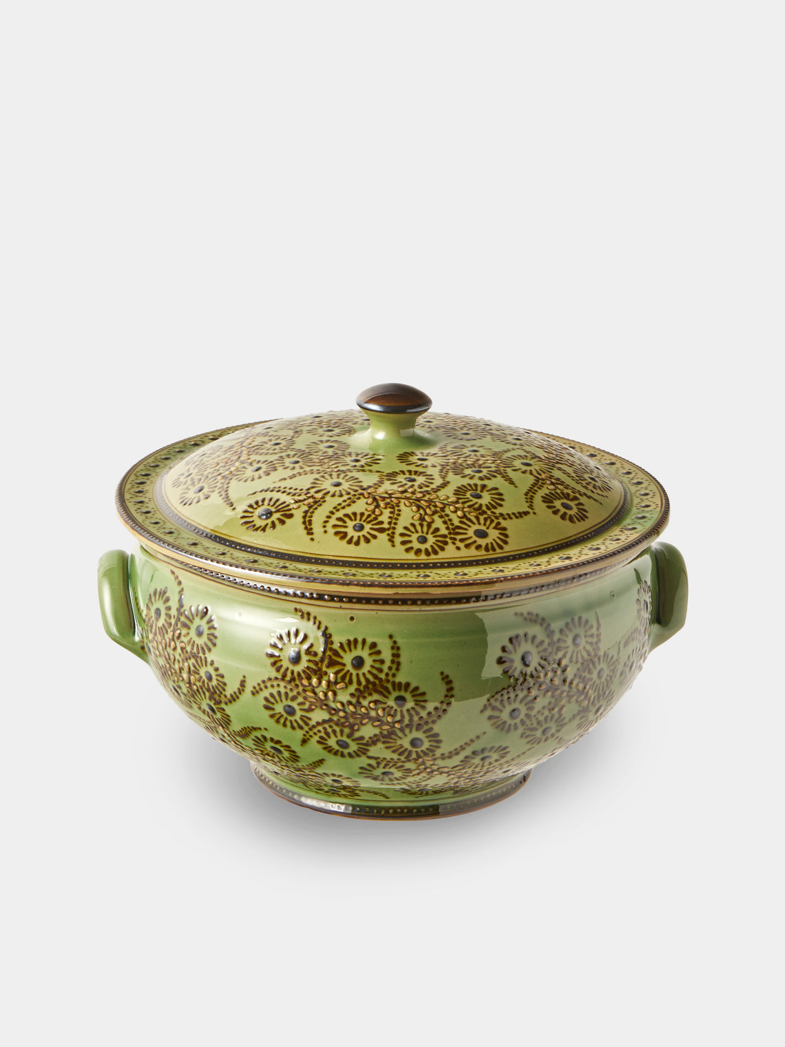 Poterie d’Évires - Flowers Hand-Painted Ceramic Soup Tureen - Green - ABASK - 