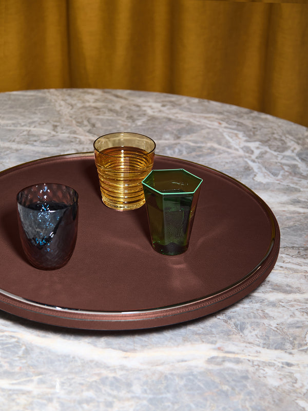 Giobagnara - Neptune Leather Lazy Susan - Brown - ABASK