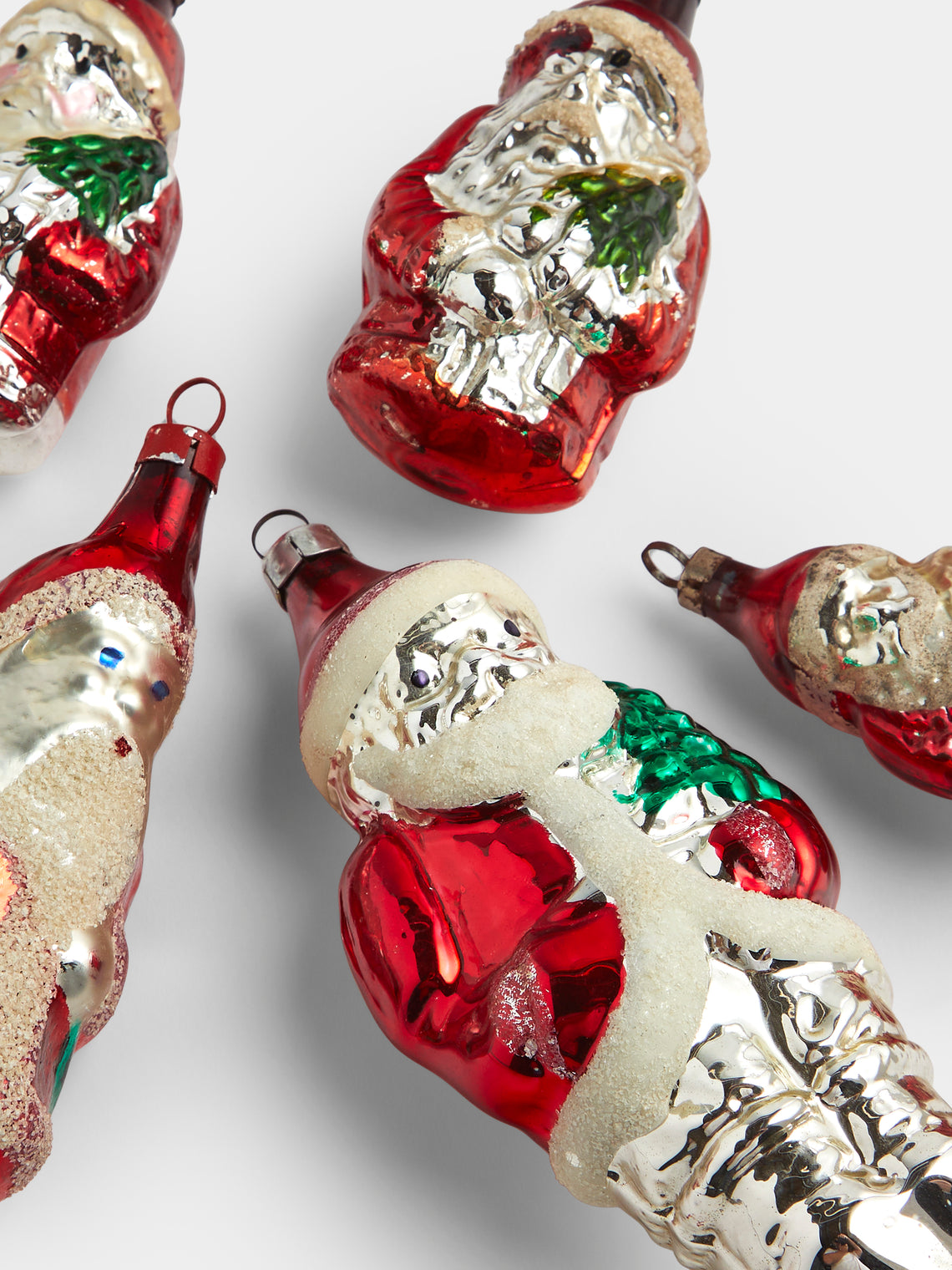Antique and Vintage - Early-20th-Century Father Christmas Glass Baubles (Set of 6) - Red - ABASK