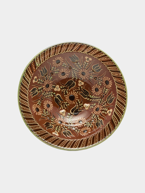 Poterie d’Évires - Flowers Hand-Painted Ceramic Serving Bowl - Light brown - ABASK