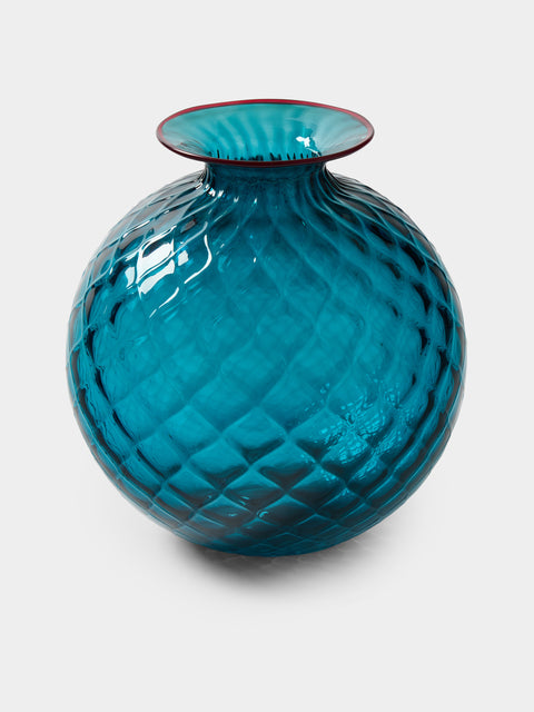 Venini - Monofiore Balloton Hand-Blown Murano Glass Vase (8in/20.5cm) - Blue - ABASK - 