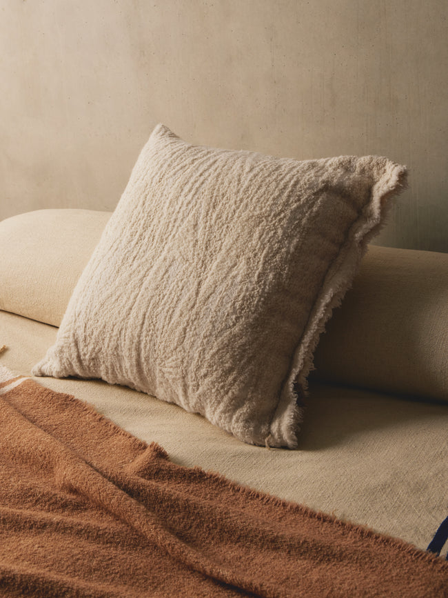 The House of Lyria - Biplex Wool and Cotton Cushion (23.5in/60cm) - Cream - ABASK