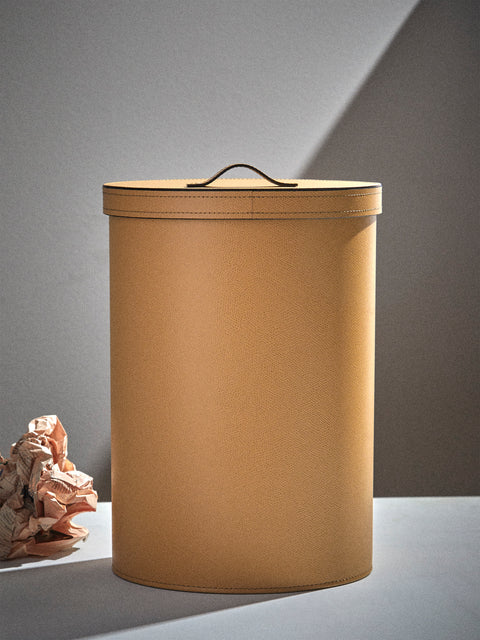 Pinetti - Leather Wastepaper Bin - Beige - ABASK