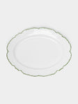 Atelier Soleil - Combed Edge Hand-Painted Ceramic Oval Platter -  - ABASK - 