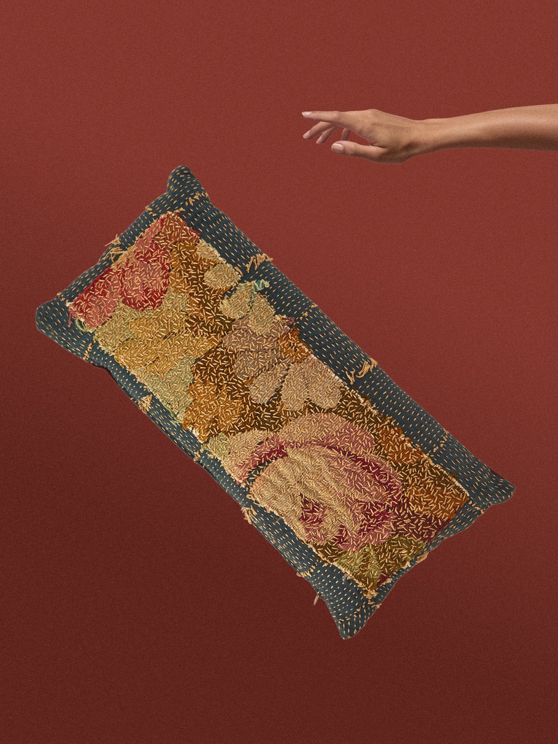 By Walid - 19th-Century Napolean III Aubusson Tapestry and Linen Cushion (19.5in/50cm) - Multiple - ABASK
