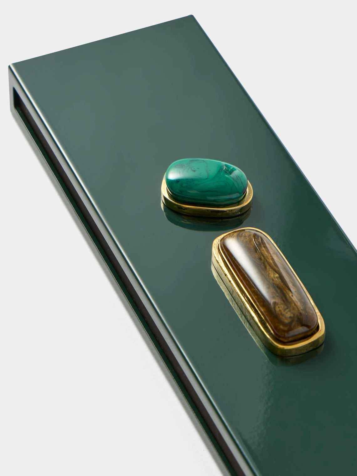 Droulers - Luce Brass and Resin Long Matchbox - Green - ABASK