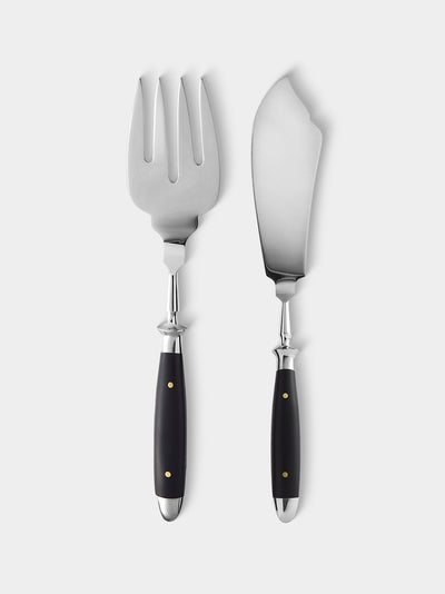 Eichenlaub - Resin Old German Fish Serving Fork and Knife (Set of 2 Pieces) - Black - ABASK - 