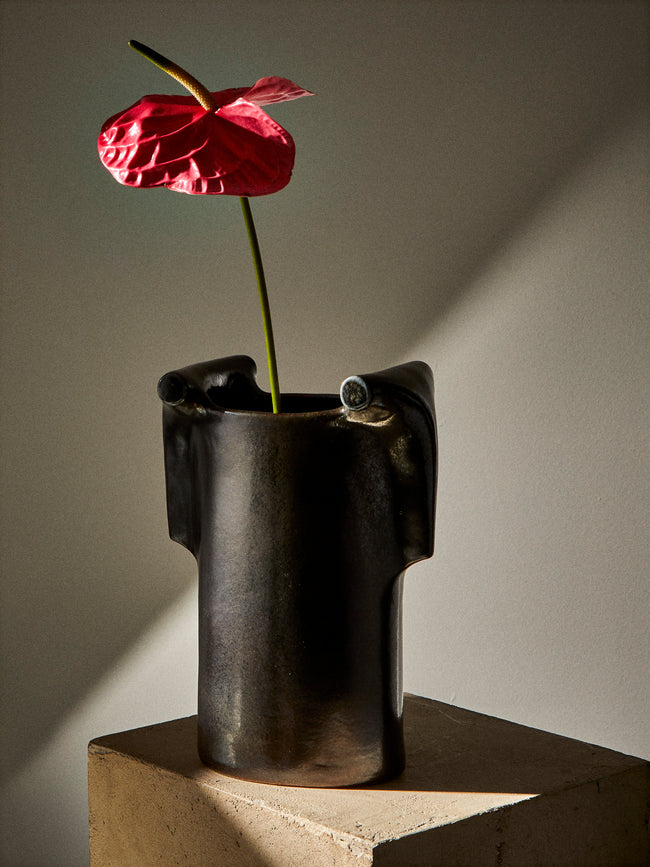 Ruth King - Hand-Built Ceramic Vase (12.5in/31.5cm) - Black - ABASK