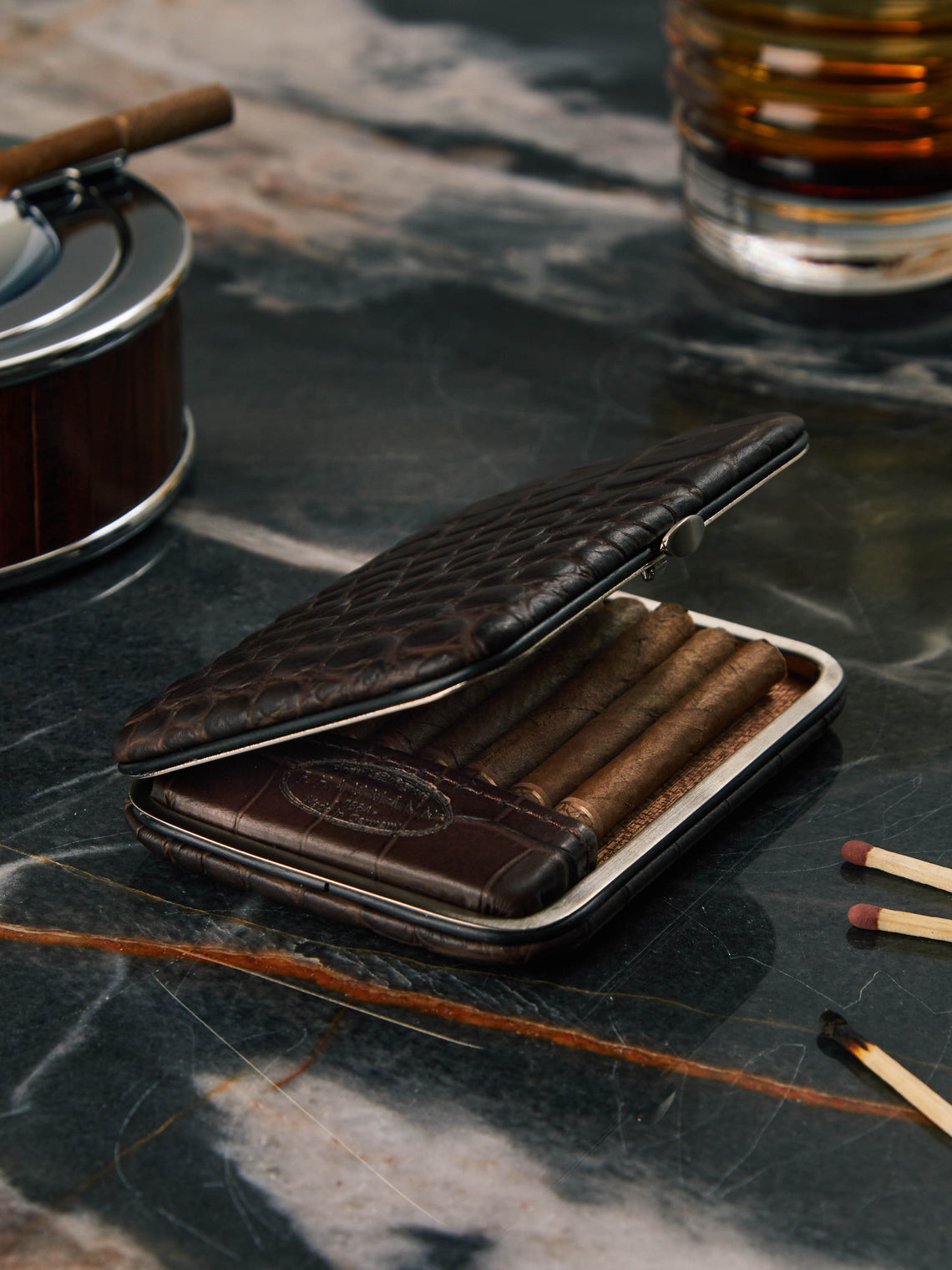 F. Hammann - Embossed Leather Cigarette Case -  - ABASK